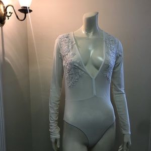 Mesh Lace Bedazzled Leotard